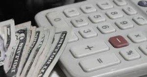 A calculator next to money